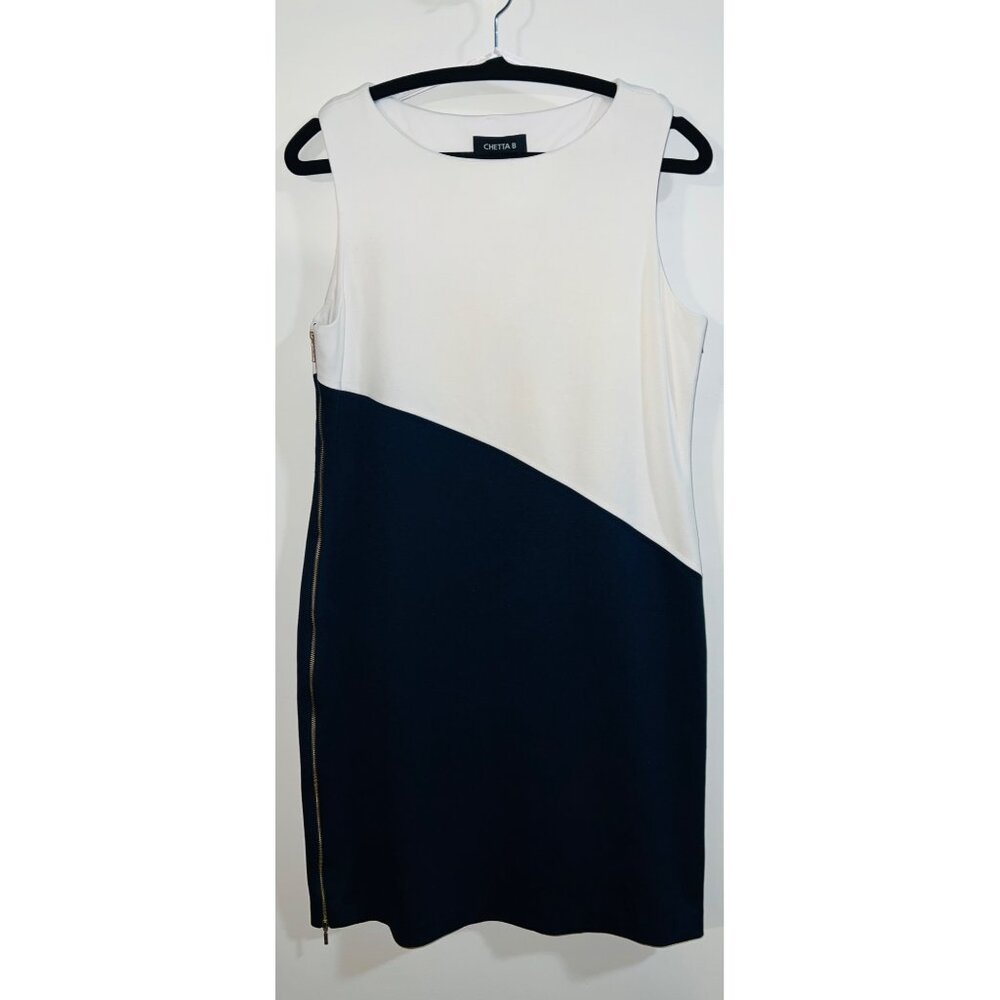 Chetta B Womens Color Block Sleeveless Sheath Dress 12 Side Zippers Lined